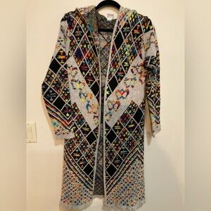Northern Angel Anthropologie Women's Rainbow Aztec Hooded Long Cardigan